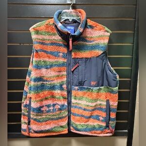 Without Walls Sherpa Fleece Vest Multicolor Stripe Outdoor Core Pocket Zip L